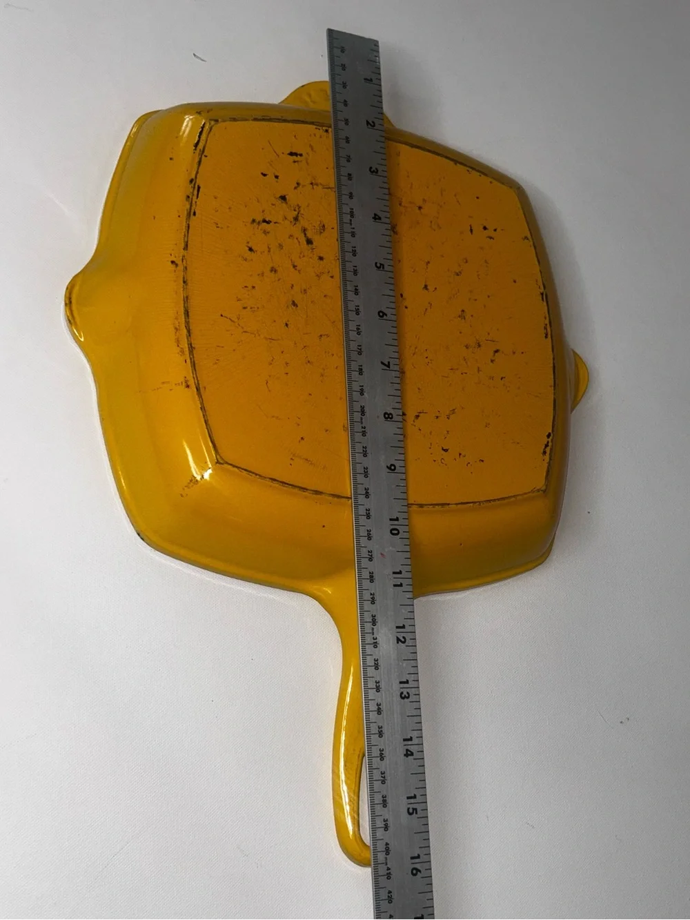 LE CREUSET Grill Pan Yellow Enameled Cast Iron Square 9 inch with Handle Slillet